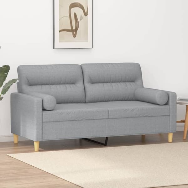 vidaXL 2-personers sofa med pyntepuder 140 cm stof lysegrå