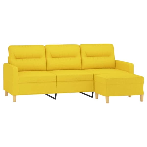vidaXL 3-sitssoffa med fotpall Ljusgul 180 cm tyg