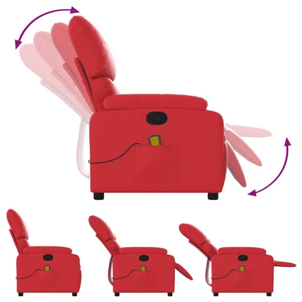 vidaXL Massagefåtölj röd konstläder