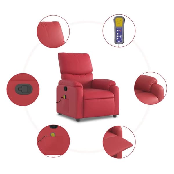 vidaXL Massagefåtölj röd konstläder