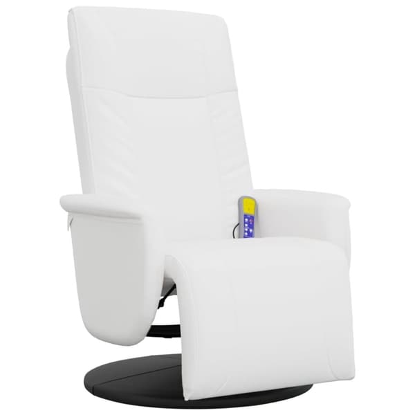 vidaXL Massagefåtölj med fotstöd vit konstläder
