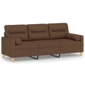 Miniatyrbillede 1 af 8: vidaXL 3-personers sofa med pyntepuder 180 cm stof brun