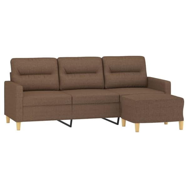 vidaXL 3-personers sofa med fodskammel 180 cm stof Brun