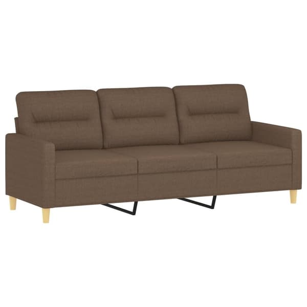 vidaXL 3-sitssoffa med prydnadskuddar brun 180 cm tyg