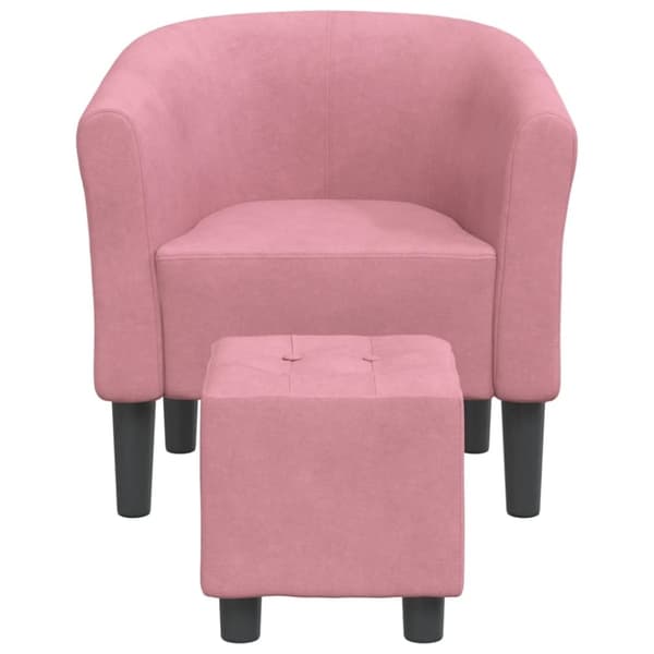 vidaXL Fåtölj med fotpall rosa sammet