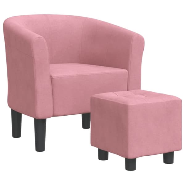 vidaXL Fåtölj med fotpall rosa sammet