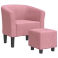 Miniatyrbild 1 av 8: vidaXL Fåtölj med fotpall rosa sammet