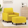 Miniatyrbillede 1 af 7: vidaXL sofastol med fodskammel 60 cm stof Lysegul