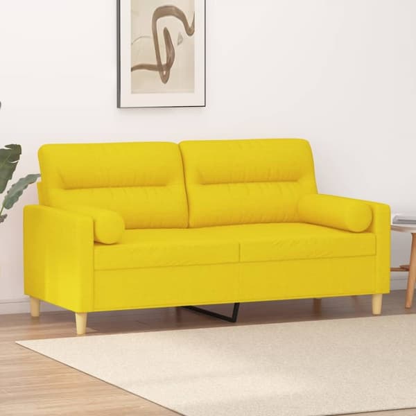 vidaXL 2-personers sofa med pyntepuder 140 cm stof lysegul