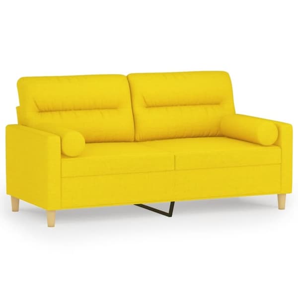 vidaXL 2-personers sofa med pyntepuder 140 cm stof lysegul