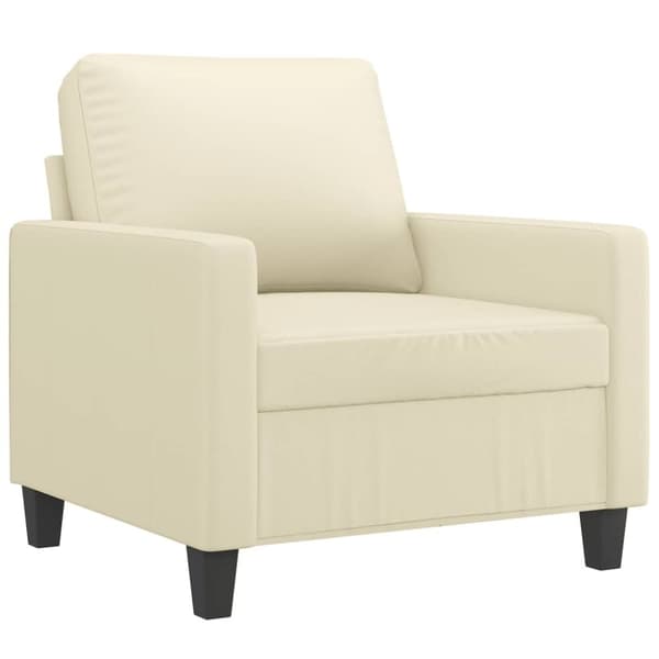vidaXL Fåtölj med fotpall gräddvit 60 cm konstläder