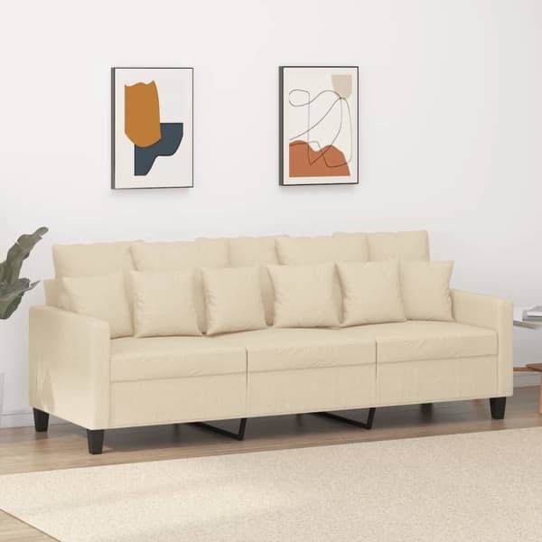 vidaXL 3-personers sofa 180 cm stof cremefarvet
