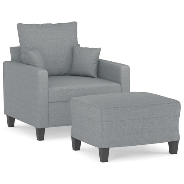 vidaXL Fåtölj med fotpall ljusgrå 60 cm tyg