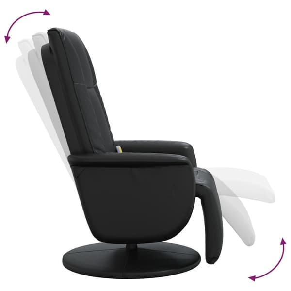 vidaXL Hierova nojatuoli jalkatuella musta keinonahka