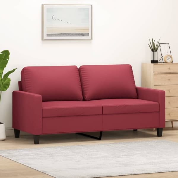 vidaXL 2-sitssoffa vinröd 140 cm fuskläder