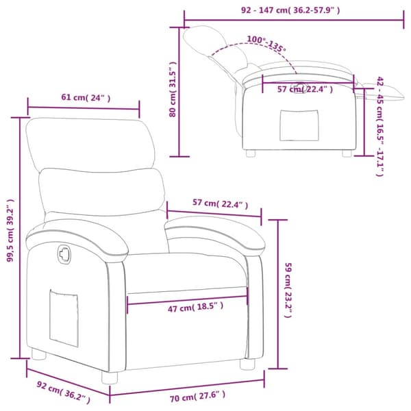 vidaXL Reclinerfåtölj taupe tyg
