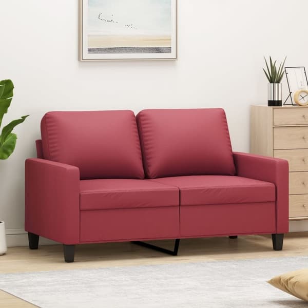 vidaXL 2-personers sofa 120 cm kunstlæder vinrød