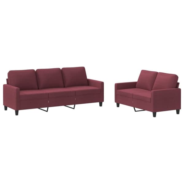 vidaXL sofasæt 2 dele med hynder stof vinrød
