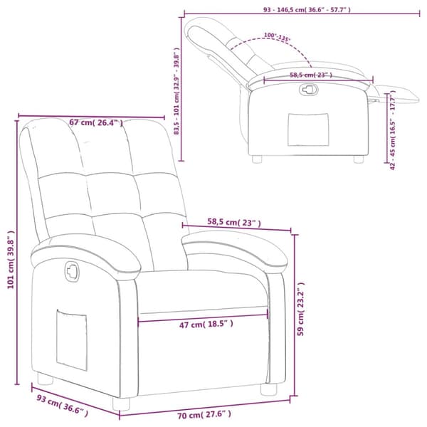 vidaXL Reclinerfåtölj brun tyg
