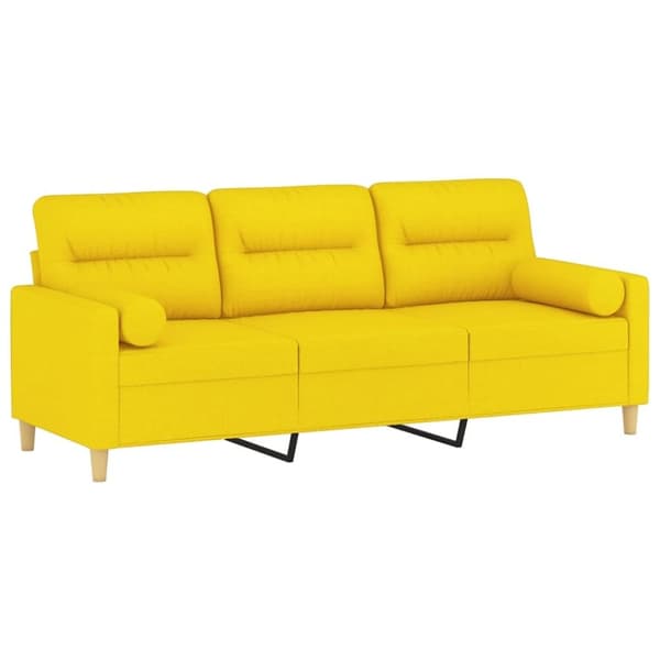 vidaXL 3-personers sofa med pyntepuder 180 cm stof lysegul