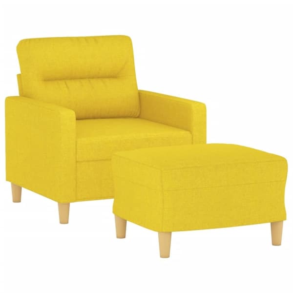vidaXL Fåtölj med fotpall Ljusgul 60 cm tyg