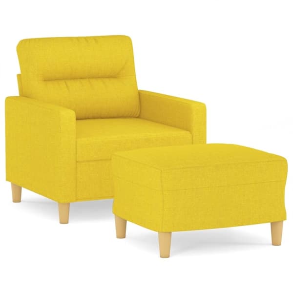 vidaXL Fåtölj med fotpall Ljusgul 60 cm tyg