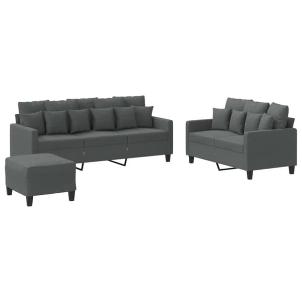 vidaXL sofasæt 3 dele med hynder stof mørkegrå