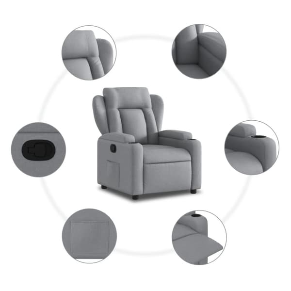 vidaXL Reclinerfåtölj ljusgrå tyg