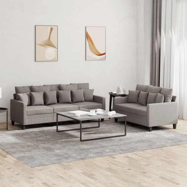 vidaXL sofasæt 2 dele med hynder stof gråbrun