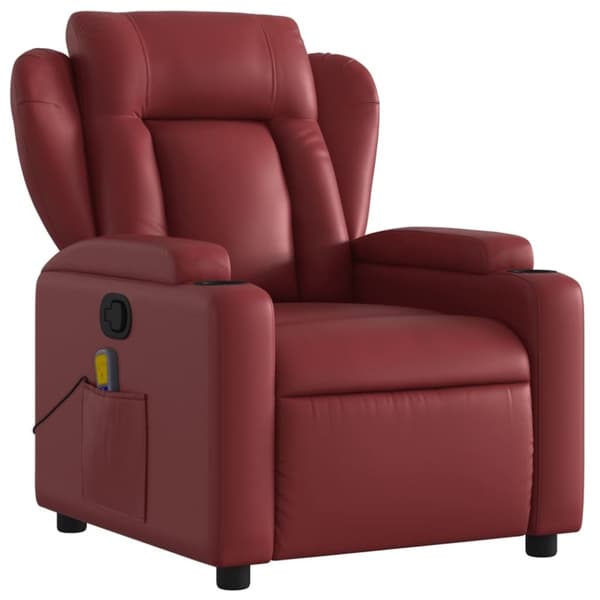vidaXL Massagefåtölj vinröd konstläder