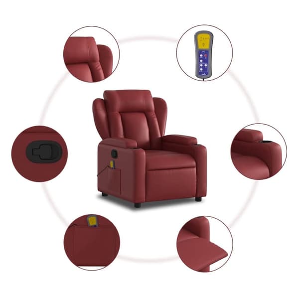 vidaXL Massagefåtölj vinröd konstläder