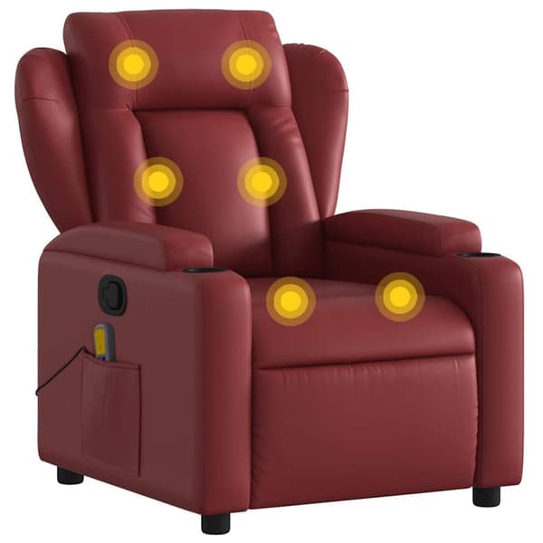 vidaXL Massagefåtölj vinröd konstläder