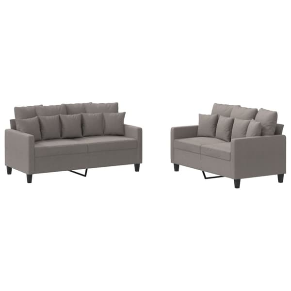 vidaXL sofasæt 2 dele med hynder stof gråbrun