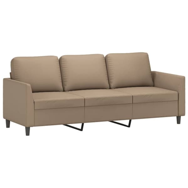 vidaXL 3-sitssoffa med fotpall cappuccino 180 cm konstläder