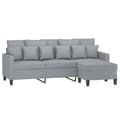 Miniatyrbillede 2 af 7: vidaXL 3-personers sofa med fodskammel 180 cm stof Lysegrå
