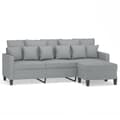 Miniatyrbillede 1 af 7: vidaXL 3-personers sofa med fodskammel 180 cm stof Lysegrå