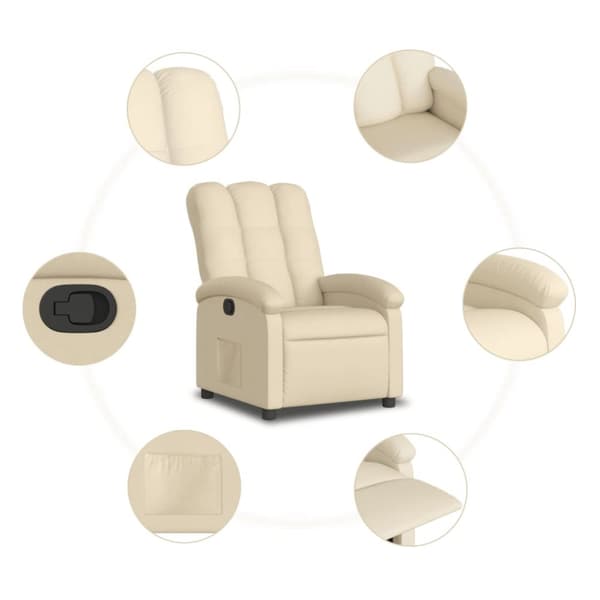vidaXL Reclinerfåtölj gräddvit tyg