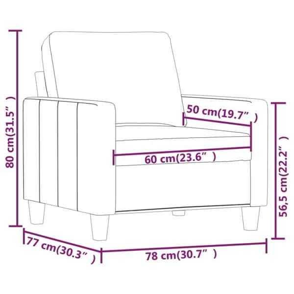 vidaXL lænestol 60 cm kunstlæder vinrød