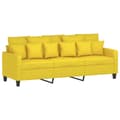 Miniatyrbillede 3 af 7: vidaXL 3-personers sofa med fodskammel 180 cm stof lysegul