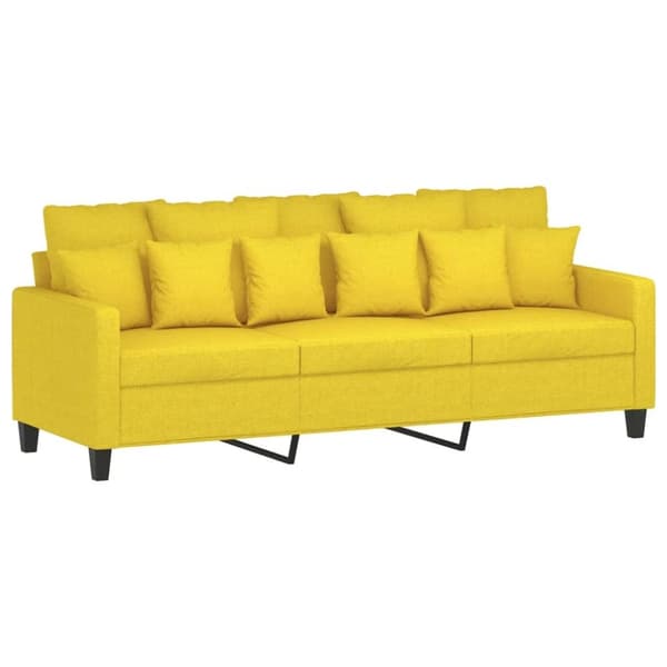 vidaXL 3-personers sofa med fodskammel 180 cm stof lysegul
