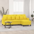 Miniatyrbillede 7 af 7: vidaXL 3-personers sofa med fodskammel 180 cm stof lysegul