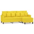 Miniatyrbillede 1 af 7: vidaXL 3-personers sofa med fodskammel 180 cm stof lysegul