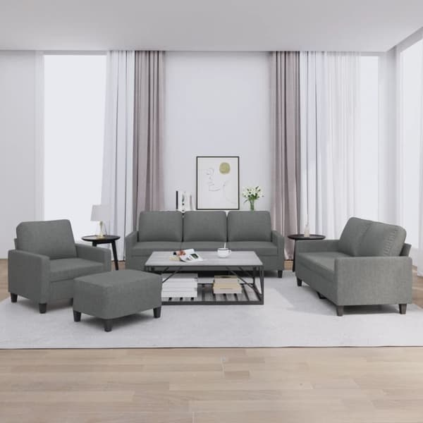 vidaXL sofasæt 4 dele med hynder stof mørkegrå