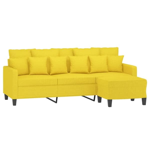 vidaXL 3-sitssoffa med fotpall Ljusgul 180 cm tyg