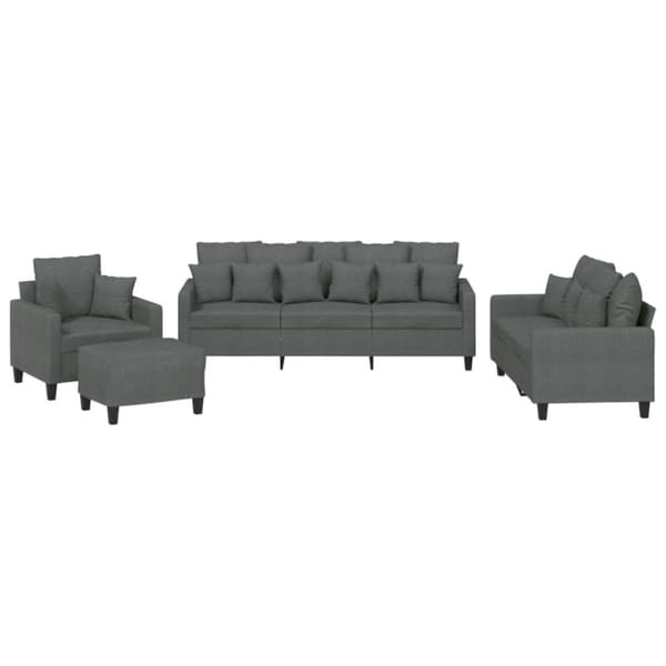 vidaXL sofasæt 4 dele med puder stof mørkegrå