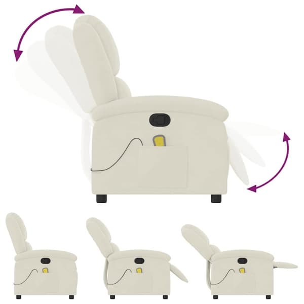 vidaXL Massagefåtölj gräddvit sammet