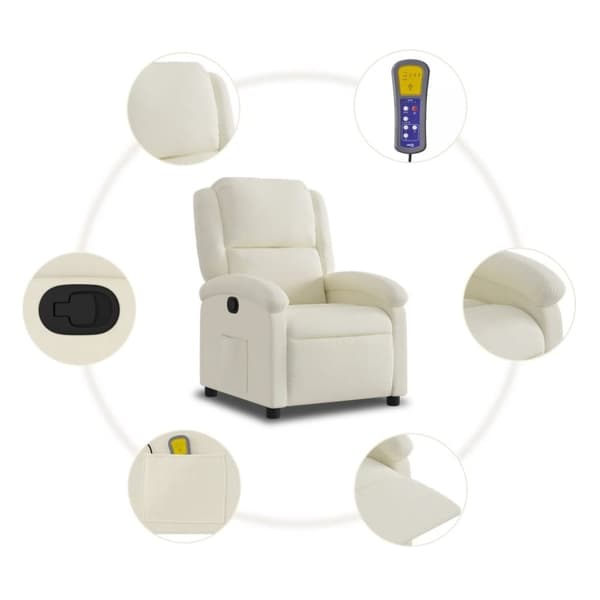vidaXL Massagefåtölj gräddvit sammet