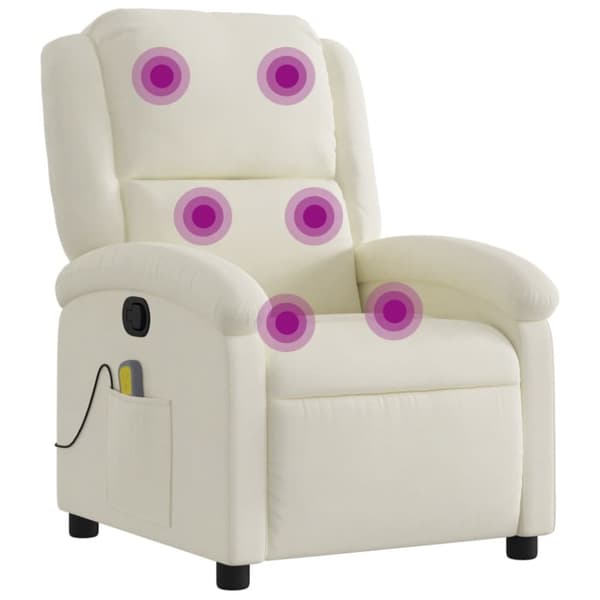 vidaXL Massagefåtölj gräddvit sammet