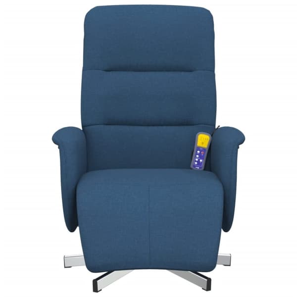 vidaXL Massagefåtölj med fotstöd blå tyg