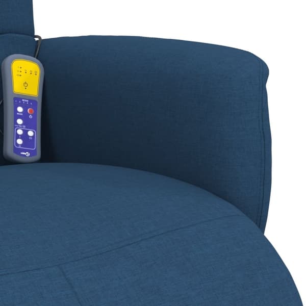 vidaXL Massagefåtölj med fotstöd blå tyg